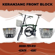 Keranjang Sepeda FrontTrack Lipat Front Block Pipa Besi Kuat Hitam Abu