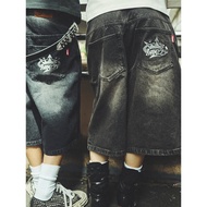 Japanese Style Street 9090 Ripped Baggy Embroidered y2k Washed Distressed Skateboard Loose Denim Sho