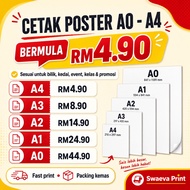 Cetak Poster Custom A0 A1 A2 A3 A4  Print Poster Murah Poster Kedai Event Bilik Kelas Menu Promosi