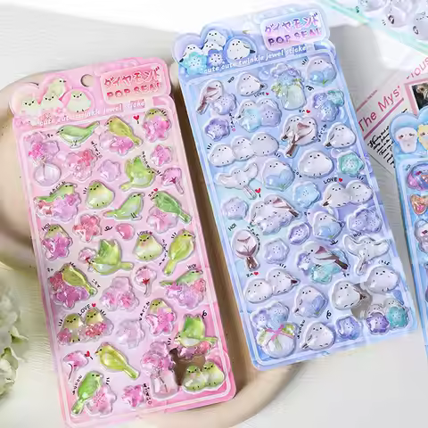 1pc random 3D Relief Stickers Cute Titmouse Animal Decals 3D Bubble Foam Sticker For Notebook Planne