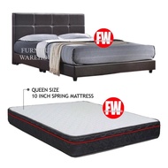 Queen Size Bed Frame + Queen Size 10inch Spring Mattress Bedframe Mattress Set