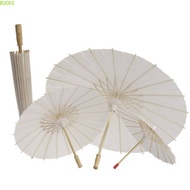 BUCKS Paper Umbrella Vintage White 1Pcs Anniversary Wedding Birthday Long-handle Decorative Handmade