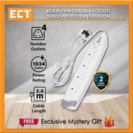 Belkin F9H410SA2M 4 Sockets Surge Protector Extension With 2 Meter With TEL Protection 2 Meter