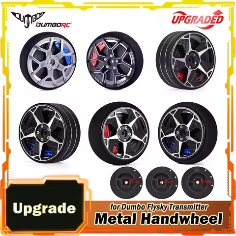 DUMBORC RC Metal Handwheel Transmitter Direction Steering Wheel with Brake Pads Sponge Cover Upgrade