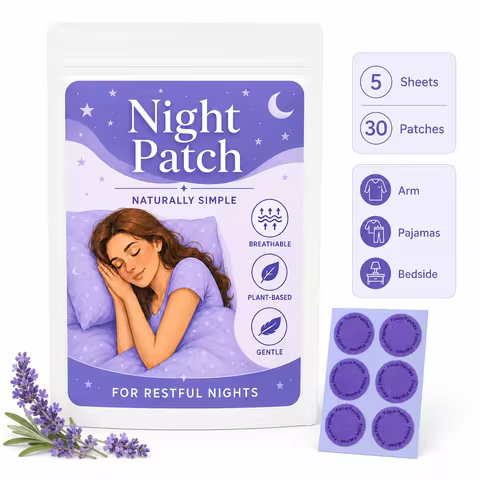 Night Routine Patches 5 Sheets 30 Count, Purple Round Peel and Stick Patches, Lightweight Evening Ro