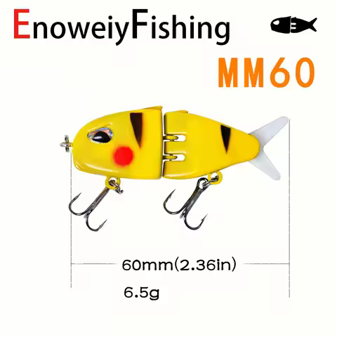 1PCS MM60 Fishing Lure Slow Sinking Swimbait Realistic Jointed Bait 3D Eyes PVC Material for Bass & 