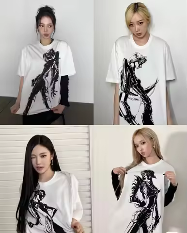 KPOP Aespa Whiplash Limited Edition T-shirt Short Sleeve Cotton KARINA GLSELLE WINTER NINGNING Same 