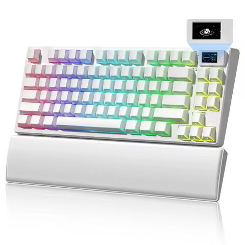 Womier White Shadow SK80 PRO 3-Modes Wireless Gaming Keyboard OLED Display Mechanical Keyboard Hot S