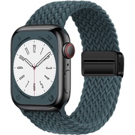 สำหรับสายนาฬิกา Apple นาฬิกาไอวอชแถบแม่เหล็ก49มม. 45มม. 44มม. 41มม. 41มม. 40มม. 38มม. สายไนลอนแบบถักสำหรับ Apple Watch Ultra2อัลตร้าซีรีส์9 8 7 6 5 4 3 2 1ซีรีส์ SE2 SE