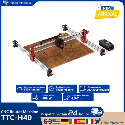 Twotrees TTC-H40 cnc Router Machine 500W Spindle Motor For VCarve Pro Support Laser and CNC engravin