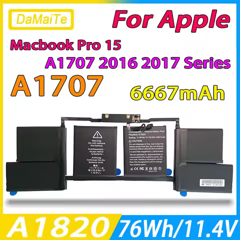 A1820 Laptop Battery For APPLE MACBOOK PRO 15" A1707 2016 2017 Year 11.4V 6667mAh 76WH