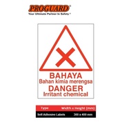 Proguard "Danger Irritant Chemical" Bahaya Chemical Hazardous Sticker Label Safety Sign Indoor Outdo