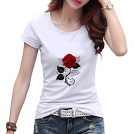 Cotton t Shirt Women Round Neck Casual Graphic Tees Short Shirt Women White T Shirt Baju T Shirt Perempuan Lengan Pendek T-Shirt Perempuan T Shirt For Ladies