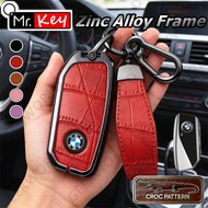 [Mr.Key] Crocodile Leather Metal Key Case for BMW 2/3/5/7 Series X1 X3 X5 G20 G70 G09 U06 G81 Key Fo