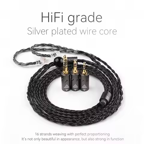16 core 352 Cores Earphones Headphone upgrade Audio cable 3in1 Silver Plated MMCX QDC KZ C for QKZ H