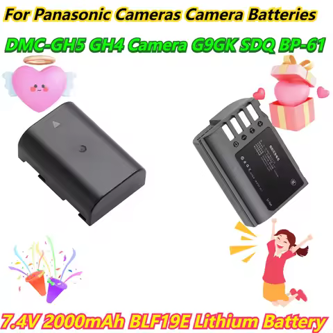 7.4V 2000mAh BLF19E Lithium Battery For Panasonic Cameras DMC-GH5 GH4 Camera G9GK SDQ BP-61 Camera B