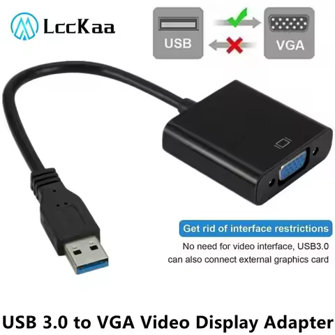 LccKaa USB 3.0 to VGA Adapter External Video Card Multi Display Converter for Win 7/8/10 Desktop Lap