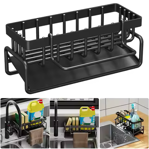 Rustproof Sink Drying Rack with Removable Dishcloth Rack Sink Basket Kitchen Sink Organizer Sink Sto
