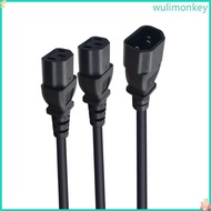 WU 16inch Standard Computer Power Adapters Cord 3Prong Male to Female IEC320 C14 to 2×C13 Splitter C