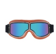 №♀♤ แว่นตา Motocross Retro แบบพับได้แว่นตารถจักรยานยนต์หนังวินเทจ Windproof Breathable Moto หมวกกันน็อคขี่จักรยานแว่นตาสกูตเตอร์
