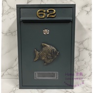 [Grocery King] Brush Gold Small Fish Mailbox/Mailbox Including House Number/Mailbox 5 Colors Optiona