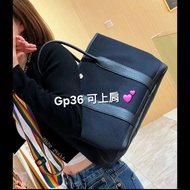 Hermès 愛馬仕 Hermes Garden Party 36 黑色帆布拼皮花園包 □J刻