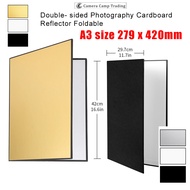 A3 Size Photography Cardboard Folding Reflector Black Silver White Thick Paper Book Board Reflective