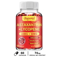 Astaxanthin 24mg + Lycopene 50mg ความแข็งแรงทางคลินิก Carotenoids อาหารเสริมผิว w. Astaxanthin ธรรมช
