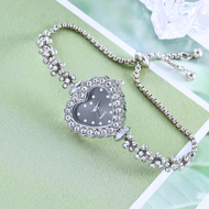 Jam Tangan Wanita Mewah Rantai Stainless Gelang Model Serut Terbaru Dial Love