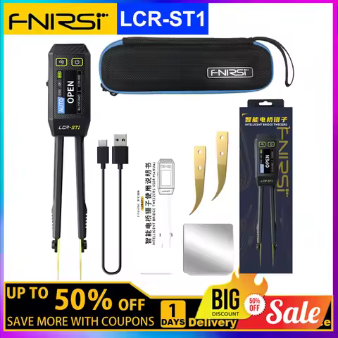 FNIRSI LCR-ST1 Smart Tweezer LCR SMD ESR Mini Tester Resistance Capacitance Inductance Continuity Di