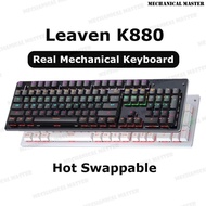 Leaven K880 Real Mechanical Keyboard full size Gaming 104 Keys Mix Color Keycap Blue red Switch 104K