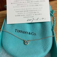 保證真品 Tiffany  單顆 圓形 藍色 藍寶石 項鍊 鎖骨鍊 純銀 項鏈 二手 正品 蒂芬妮 鑽石 約95新