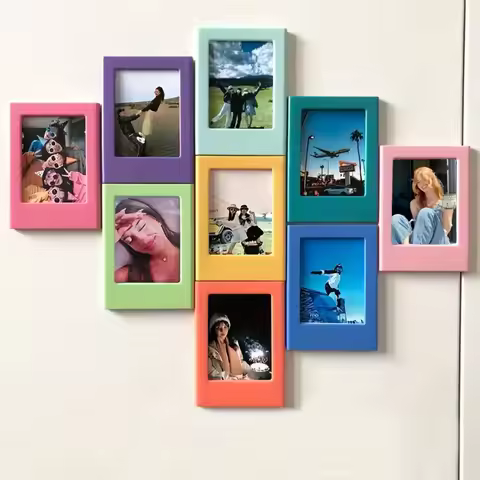 6 Pieces of Color 3-Inch Magnetic Photo Frames, Fridge Magnetic Photo Frames, Suitable for Fujifilm 