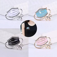 Creative Mask Bowknot Kerongsang Brooch Healthy Kerongsang Pin Tudung Bawal Bahu Women Hadiah Muslim