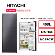 Hitachi Inverter 2 Door Stylish Deluxe Refrigerator 403L (Brilliant Black) (R-VX460PM9 BBK)
