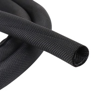 Black Braided Cable Management Sleeves Wire Loom Tubing Cord Protector Self-Wrapping (1/2"-20Feet)