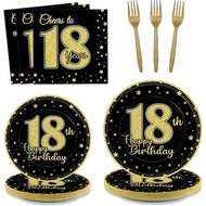 96 Pcs 18th Birthday Party Supplies For 24 Guests Cheers To 18 Years Tableware Table Decorations Bla