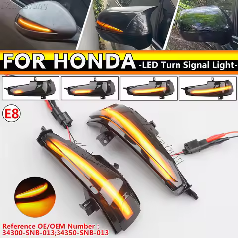 2pcs LED Dynamic Turn Signal Light Side Mirror Blinker Arrow Sequential Repeater For Honda Civic Mk8