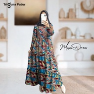 gamis lebaran gamis rempel susun monalisa motif bunga kecil