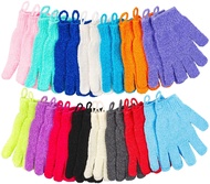 30 Pcs Exfoliating Gloves for Shower, 15 Colors Body Exfoliator Glove with Hanging Loop, Scrub Exfol