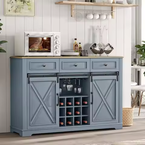 Contemporary Wine Bar Cabinet with Storage, Liquor Cabinet with Rack for Inside Cabinet