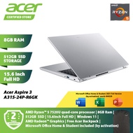 Acer Aspire 3 A315-24P-R6GK Laptops NX.KDESM.001 Pure Silver AMD Ryzen 5 8Gb Ram 512GB SSD AMD Radeo