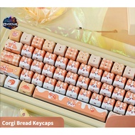 Cute Corgi Bread Keycaps – Mechanical Keyboard 60–108 Keys 🐱🍞✨