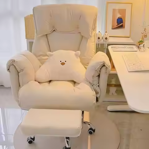 Executive Office Chair Lazy Computer Chair Padded Wide Seat High Back Side