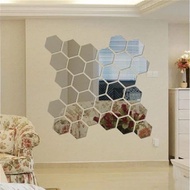 Hexagonal Glass Mirror Wall Mounted Mirror/Glass Mirror Sticker Aesthetic Room Wall Decoration