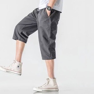 Seluar 3 Suku Lelaki 3 Quarter Pants Men Casual 3/4 Pants Korean Over Knee Black Shorts Three Quarte