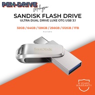 Sandisk Flash Drive Dual Drive Luxe USB 3.0 GEN 1 OTG Type-C  32GB/ 64GB / 128GB / 256GB / 512GB / 1TB