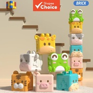 Cute Animal Building Block Toy Set, Cube Animal Bath Toy, Educational Matching Sensory Toy, Cube Sta