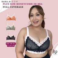 RARAKI PSFF 068 Plus-Size Honeycomb 3D Bra Full Coverage (Wireless 4-Hook) Size 38-52 (C|D|E)