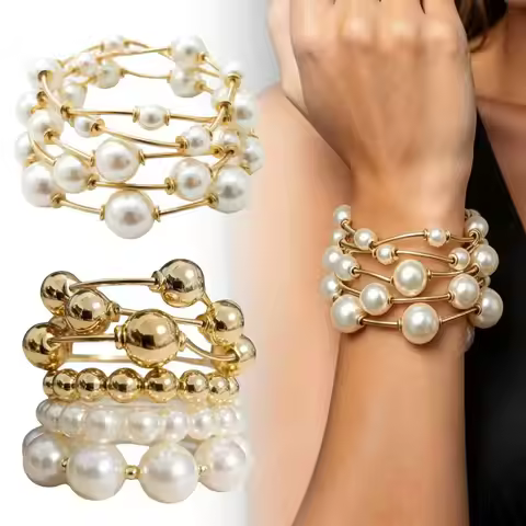 Elegant Punk Pearl Bracelet Large Size Super Big Chunky Ball Bangle CCB Chubby Bracelet Women Weddin
